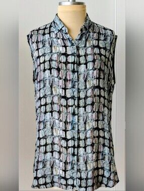 APNY APPAREL Sleeveless Artistic Motif  Printed Blouse - Size M